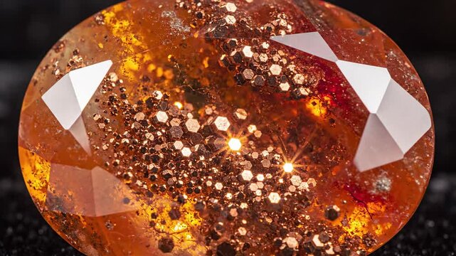 Faceted Sunstone Gemstone Showcasing Captivating Aventurescence and Trapped Sunlight Sparkles