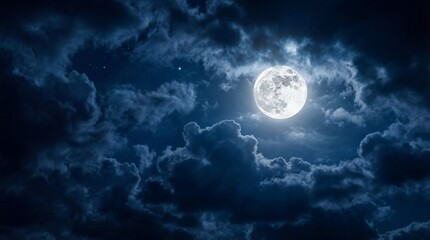 full moon and clouds