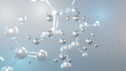 valine molecular structure, 3d model molecule, amino acid structural chemical formula view from a microscope