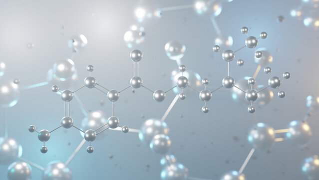 procaine molecular structure, 3d model molecule, anesthetic structural chemical formula view from a microscope