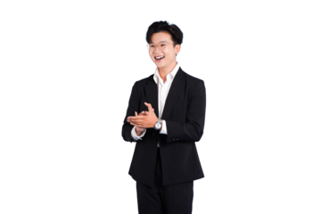 Charismatic Business Leader in a Smart Suit: An elegant young leader, radiating confidence and approachability, strikes a pose that embodies a successful, modern business person.