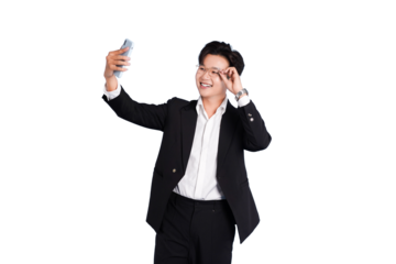 Selfie Snapshot: An individual is joyfully capturing a moment with a selfie.