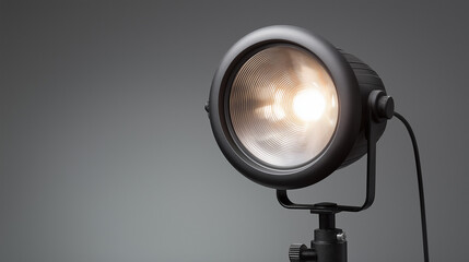 Flash studio strobe on stand ready to use, professional lighting equipment, photography illumination setup, studio light preparation, commercial lighting gear, with copy space