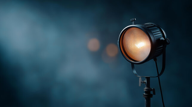 Flash studio strobe on stand ready to use, professional lighting equipment, photography illumination setup, studio light preparation, commercial lighting gear, with copy space