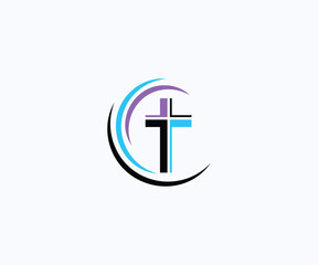 Minimal Cross and Church Symbol Logo, Contemporary Faith Logo Design