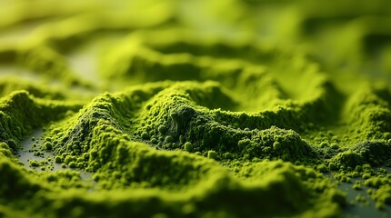 Vibrant Green Matcha Powder Texture with Organic Swirling Patterns