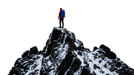 Snowy mountain peak isolated on transparent background