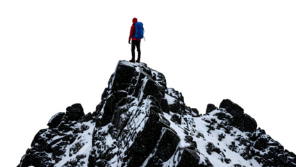 Snowy mountain peak isolated on transparent background