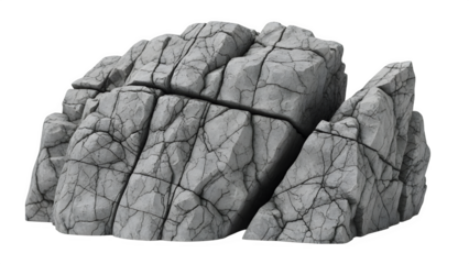 Cracked rock formation isolated on transparent background