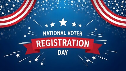 National voter registration day graphic with patriotic elements