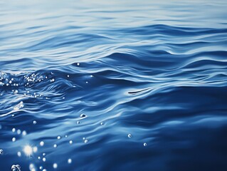 Calm, clear blue water with gentle ripples. The surface is a bit blurry, showing splashes and bubbles. The water reflects a bright, shimmering pattern.
