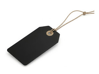 Fototapeta premium Blank black tag with string attachment