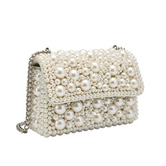 Luxury Pearl Handbag  White Fashion Clutch with Chain Strap