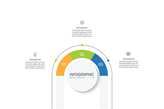 Business visualization infographic circle design template with 3 options, steps or processes. Business presentation.	