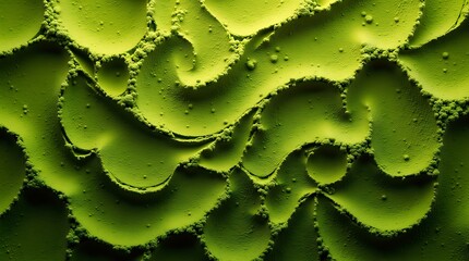 Vibrant Green Matcha Powder Texture with Organic Swirling Patterns