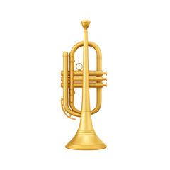 Gleaming Gold Trumpet Musical Instrument with Valves and Bell brass golden isolated on a transparent background