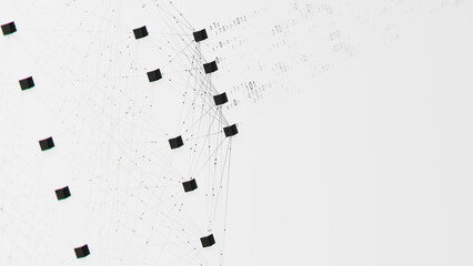 Closeup of Neural network model, LLM structure background. AI big data processing technological concept. Machine learning abstract backdrop. Digital quantum computing.