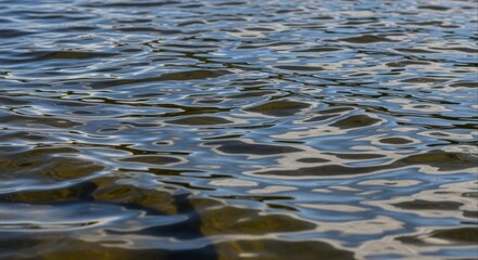 Serene Rippling Water Surface with Sunlight Reflections, Creating Abstract Liquid Texture and Dynamic Movement