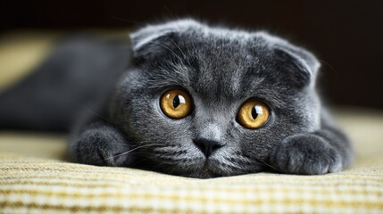 Close-up of a gray cat's face.