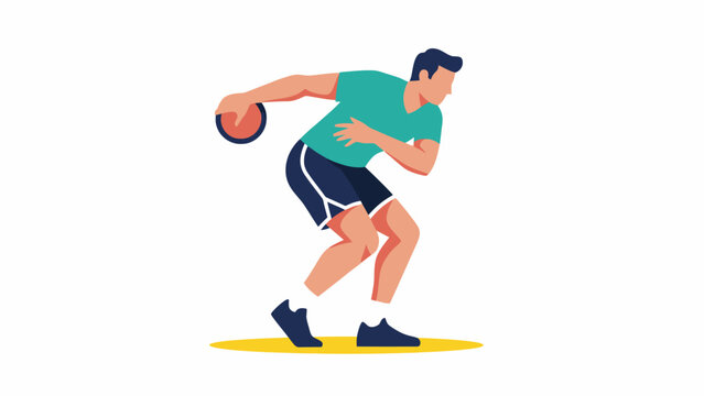 discus thrower in rotational motion