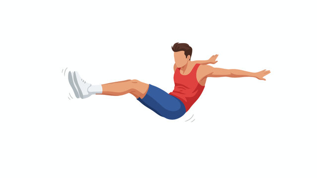 long jump athlete mid-air, legs extended forward