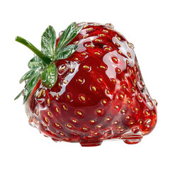 Glass Strawberry Sculpture with Golden Seeds file graphic isolated on a transparent background