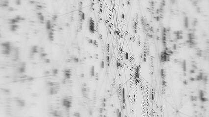 Closeup of Neural network model, LLM structure background. AI big data processing technological concept. Machine learning abstract background. Digital quantum computing.