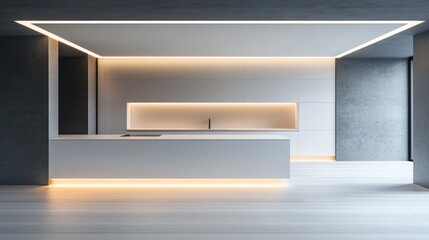 Modern kitchen interior design with minimalist accents.
