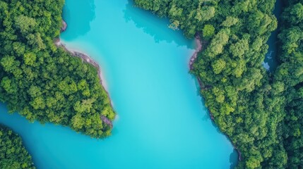 Turquoise water surrounds lush green islands.