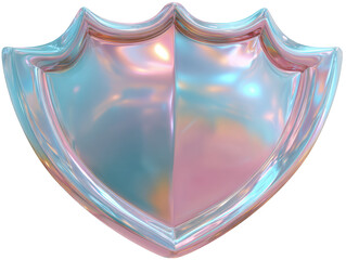 Iridescent Shield Emblem with Pearlescent Sheen on Black graphic (133 isolated on a transparent background