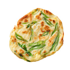 Korean Scallion Pancake With Green Onions And Egg On White Background graphic isolated on a transparent background