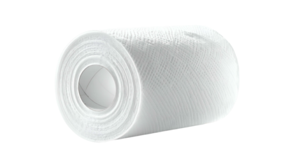 A tightly rolled cylinder of white paper, showing the inner and outer layers, on black