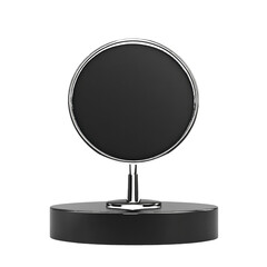 Minimalist Black Round Mirror on Stand with Circular Base graphic design isolated on a transparent background
