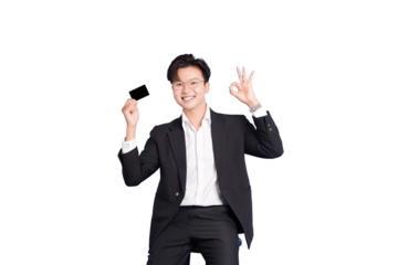 The Payment Approval: A smiling individual confidently presents a payment card, a gesture of financial control and ease. Perfect for finance, shopping, and cashless transaction concepts.