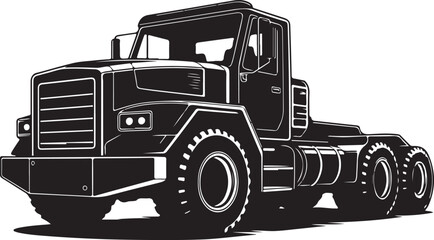 Heavyduty truck with large wheels and powerful engine isolated illustration