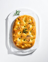 Focaccia italiana reci&eacute;n horneada con romero y sal