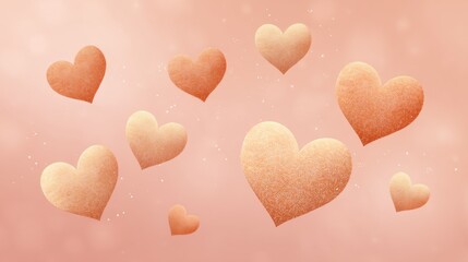 Beautiful collection of soft, gradient hearts on a pastel pink background, perfect for romantic and heartfelt designs and celebrations