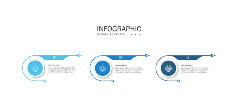 Business infographic template. 3 Step timeline journey. Process diagram, Infographic elements vector illustration.	