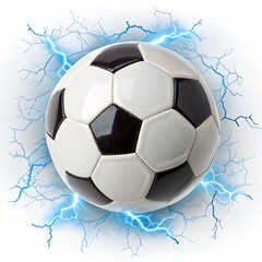 Fototapeta premium Electric soccer ball with lightning effect