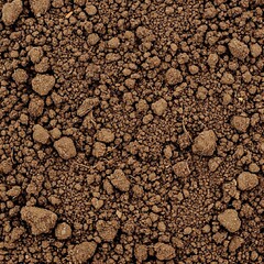 Close-up texture of dark brown garden topsoil with small clumps and tiny organic debris. 