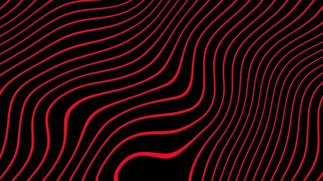 A wave pattern with red lines on a black background, creating a dynamic and modern design element with a sense of movement.