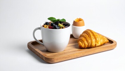 A high-resolution overhead shot of a diverse business team collaborating on a digital project around a modern wooden office desk