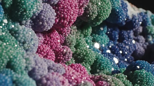 Vibrant smithsonite crystal formation showcasing an array of dazzling colors, perfect for mineralogy displays.