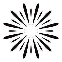 Fototapeta premium Black and white hand drawn sunburst or firework radial blast set illustration fireworks explosion set white black, Hand drawn vector elements. 