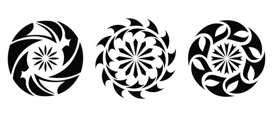 Circle geometric ornaments vector design elements of gothic patterns. Abstract circular assets. Vintage geometric circle shapes, frames and borders.