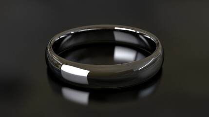 A shiny black ring with a silver center.