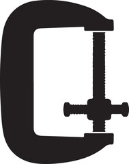 C Clamp Tool Silhouette Icon,
Metal G Clamp Woodworking Tool Illustration,
Adjustable C Clamp Black Vector Design