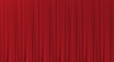 Red theater curtain that dropped down as a straight line. Background for inserting text, empty spaces.