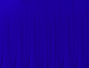 Blue theater curtain that dropped down as a straight line. Background for inserting text, empty spaces.