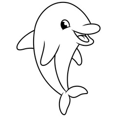 Dolphin vector illustration for coloring page